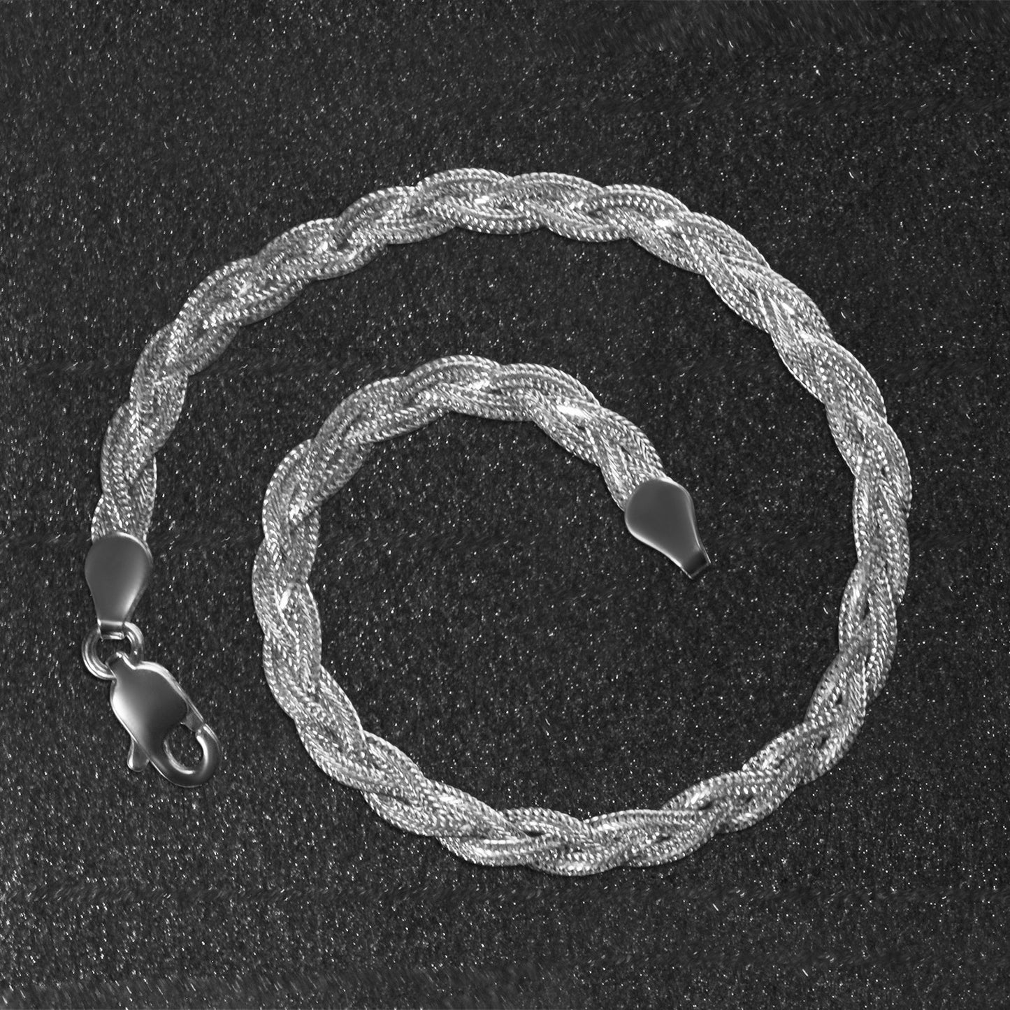 3.5mm 14k White Gold Braided Bracelet