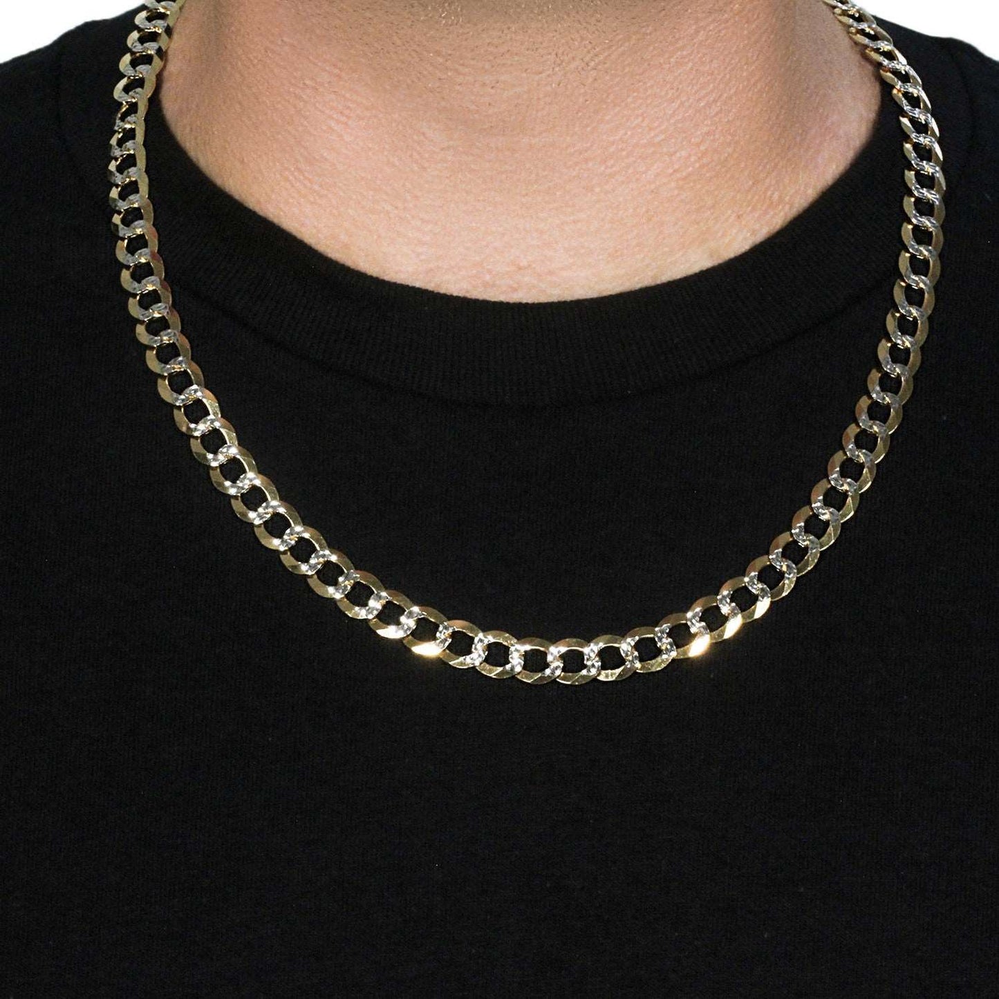 10 mm 14k Two Tone Gold Pave Curb Chain (9.70 mm)
