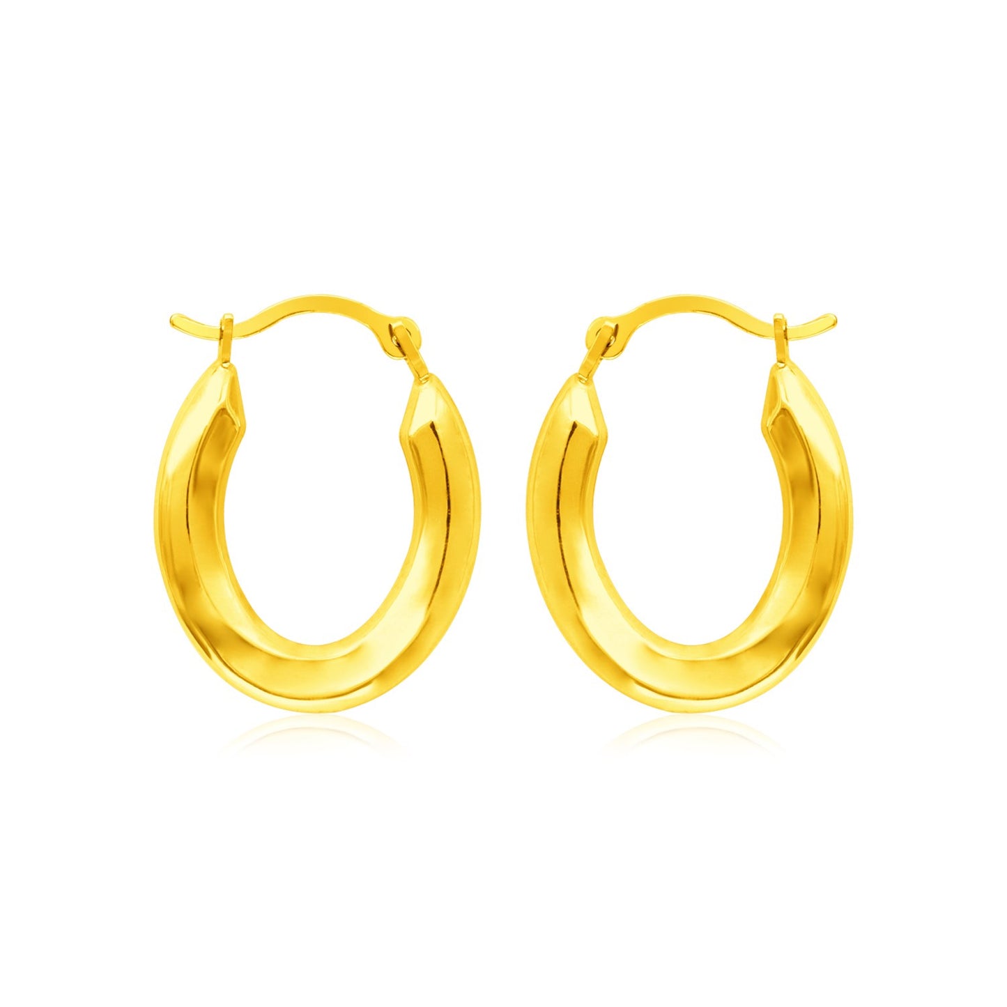 14k Yellow Gold Polished Oval Hoop Earrings