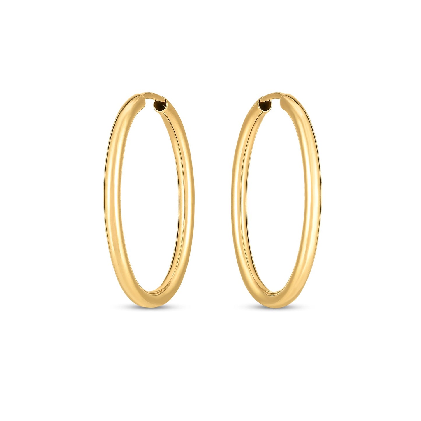 14k Yellow Gold Endless Oval Hoop Earrings