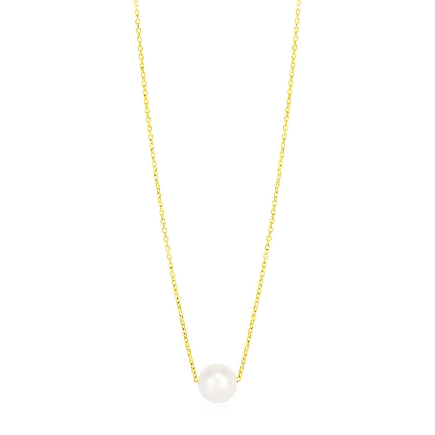 14k Yellow Gold Pearl Solitaire Necklace